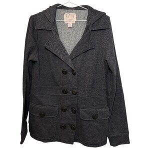 Billabong hooded double breasted pea coat grey women's size XL